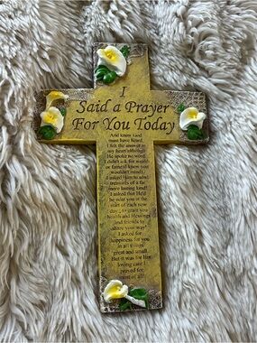 Altar'd State Yellow Floral Prayer Cross Wall Decor